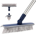 2 in 1 Floor Scrub Brush Grout Brush with 57.8" Long Handle,120°Rotatable Shower Tile Grout Scrubber,V-Shaped Corner Brush for Hard to Reach Areas (Grey)