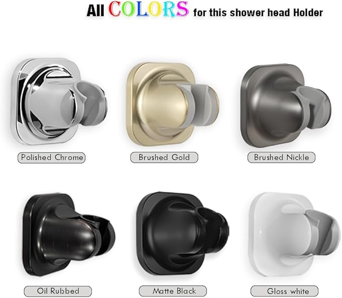 Handheld Shower Head Holder - 5 Positions Adjustable - Concealed Adhesive Mount with Screw Option- Bathroom Wall Mount Shower Hose Holder (Matte Black)