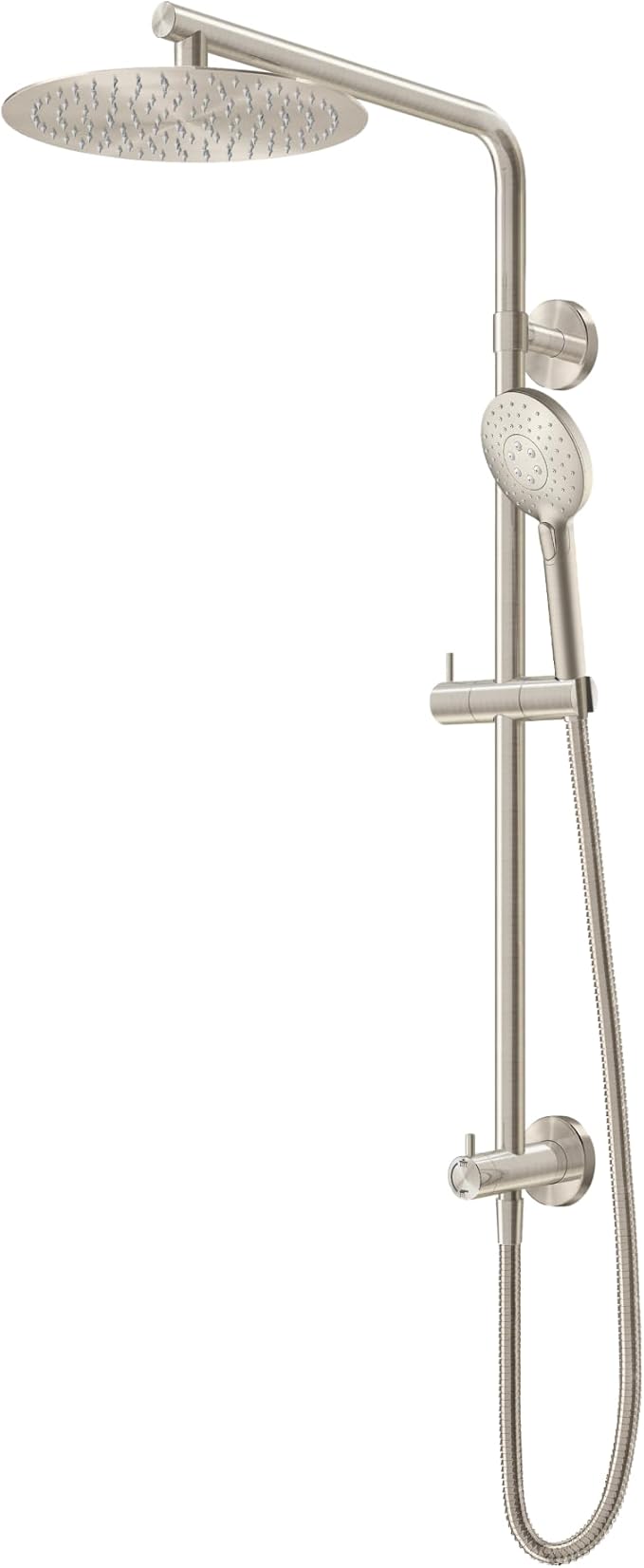 BATH ROYALE Rain Shower Head & Detachable Handheld Spray Combo, Easy Install & 3 Spray Modes, Brushed Nickel