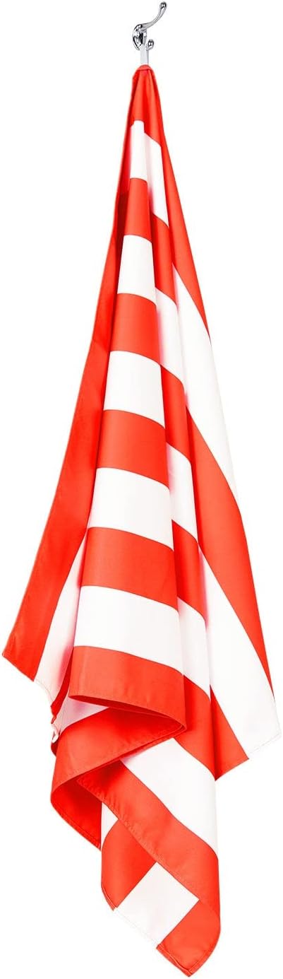 Dock & Bay Beach Towel - Quick Dry, Sand Free - Compact, Lightweight - 100% Recycled - Includes Bag - Cabana - Waikiki Coral Red - Large (160x90cm, 63x35)