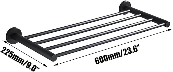 Bathroom Towel Rack, Hotel Style Towel Racks for Bathroom Wall Mounted, Modern Towel Bar Rack 23.6 Inch, 2-Tier Towel Shelves, Black