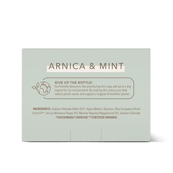 Olivia Care Arnica & Mint All Natural Bar Soap Set, Organic Olive Oil, Triple-Milled, 5 oz Each, 3-Pack, Made in the USA