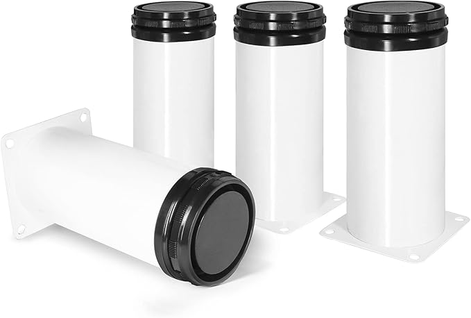 5 Inch Metal Furniture Legs Stainless Steel Adjustable Legs White Metal Legs Round Cabinet Legs for Coffee Table Cabinet Desk Sofa Shelves, Pack of 4