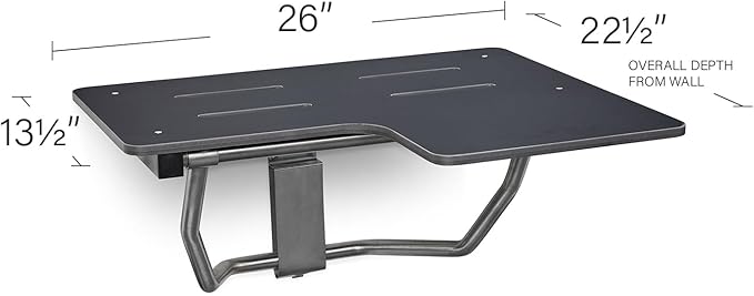 Seachrome 26" x 22.5” Black Reversible Folding Transfer Tub/Shower Seat, ADA Compliant