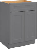 ROOMTEC Bathroom Cabinet, 27'' Free Standing Single Bathroom Vanity with 1 False Drawer and 2 Doors,Morden Bathroom Sink Vanity Storage Cabinet, Shaker Gray