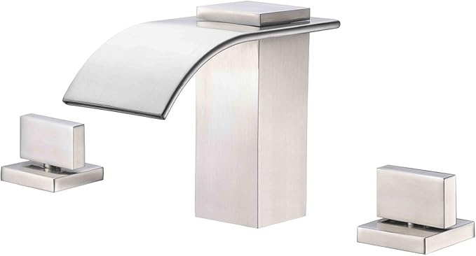 sumerain Roman Tub Faucet Brushed Nickel 3 Hole Widespread Bathtub Faucet with High Flow Waterfall Spout