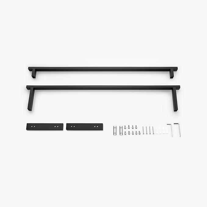 BAGNOLUX Double Towel Bar, SUS304 Towel Racks for Bathroom Wall Mounted 2-Tiers Ladder Towel Rails, Space Saving Bathroom Towel Holder Shelves Rack, Long Towel Hanger (24"-Square-Matte Black)