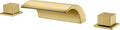 SUMERAIN Bathroom Roman Tub Faucet with Waterfall Spout, 3 Hole Deck Mount Bath Tub Filler Brushed Gold