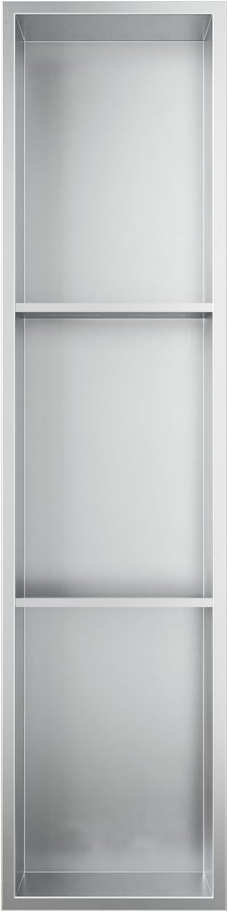 Neodrain 8X36 Inch Brushed Three Layers Stainless Steel Shower Niche, NO Tile Needed Recessed Wall Niche Shelf for Bathroom Storage, 3-Tier Built-in Cabinet niches in Wall