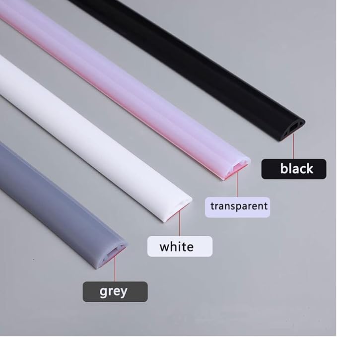 Bathroom Foldable Block water Stopper sealing strip shower threshold dam Self-adhesive silicone shower barrier (72 Inch-BK)