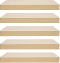 33 Inch Floating Shelves for Wall, 16 Inch Deep Hanging Shelf, Large Display & Storage Shelf for Bathroom, Bedroom, Living Room, Set of 5 (Light Wood Color, 33 Inch)
