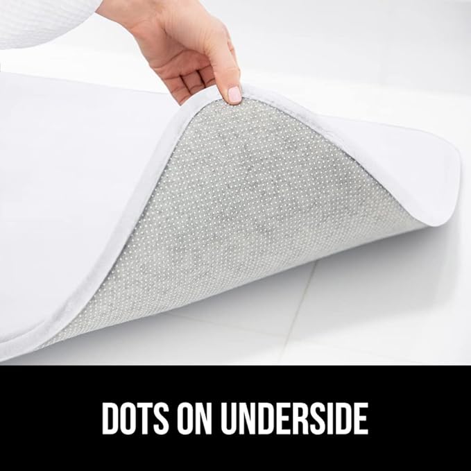GORILLA GRIP Thick Memory Foam Bath Rugs, Soft Absorbent Velvet Bathroom Mats, Durable Dots on Underside, Machine Washable Bathmat, Carpet Rug Room Decor for Shower Floor, 60x24 Mat, White