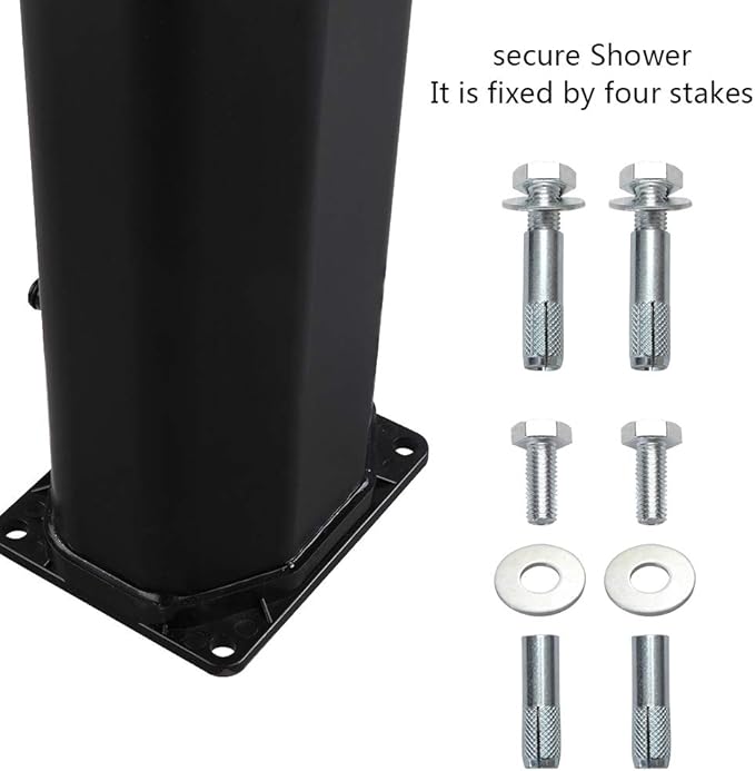 VINGLI Solar Heated Shower, 9.3 Gallon Outdoor Shower with Shower Head and Foot Shower Tap，for Outdoor Backyard Poolside Beach Pool Spa,Black (9.3 Gallon)