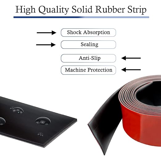 Neoprene Rubber Strips Self Adhesive Solid Rubber Sheets, Rolls & Strips for DIY Gaskets Crafts Pads Seals Warehouse Flooring Neoprene Sheet with Adhesive Backing (2" Wide x 1/16" Thick x 10' Long)