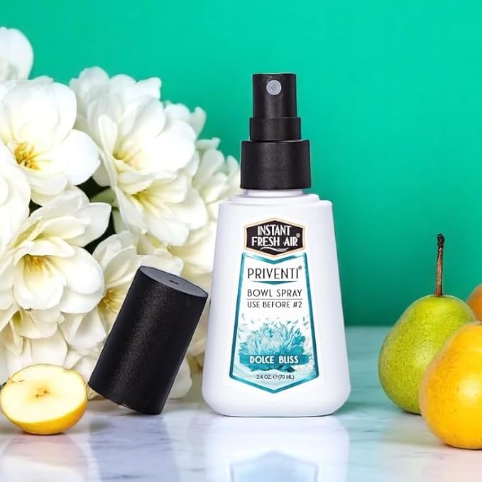 Signature PRIVENTI Toilet Spray, Dolce Bliss Scent Bathroom Spray with Noxban Technology Odor Elimination, Travel Size, Long-Lasting Freshness for Home, Travel or Work, 2.4 Oz. - INSTANT FRESH AIR
