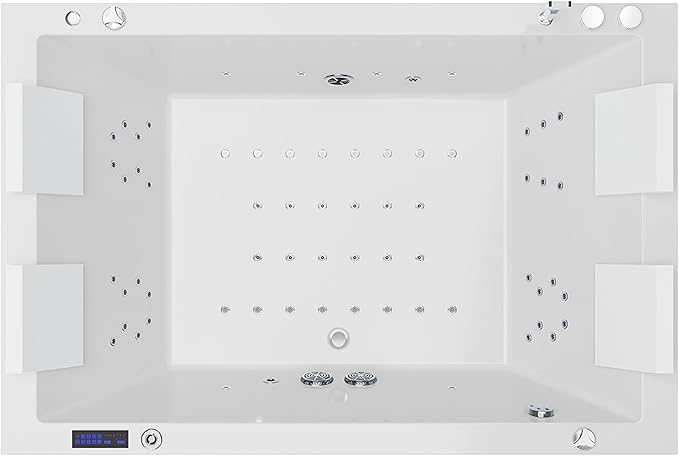 Empava PRO Series Whirlpool Tub with Dedicated Milk Bath & 65 Jets | Luxury Spa Acrylic Soaking Tub with Ozone Sanitization, Chromatherapy & Wireless Music System, Removable Panel, 71" Bathtub, White