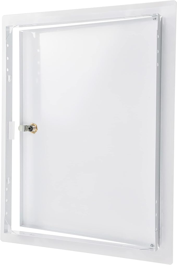 12" x 16" Lockable White Metal Access Panel. Service Shaft Door Panel with Key. Plumbing, Electricity, Heating, Alarm Wall Access Panel for Drywall. Bathroom Services Access Hole Cover.