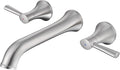 Wall Mount Tub Filler Brass Tub Faucet Brushed Nickel Bathroom Bathtub Faucets with 2 Handles