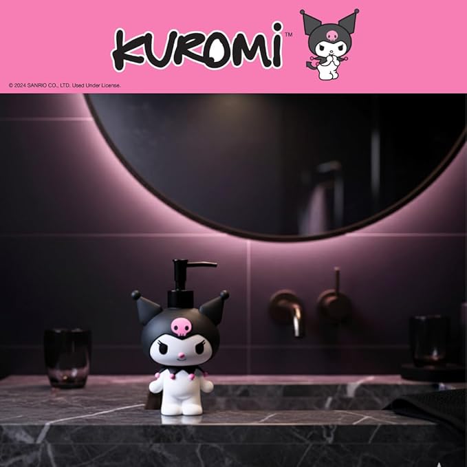 Sanrio Kuromi Soap/Lotion/Hand Sanitizer Resin Pump Dispenser, 13 Ounces, (Officially Licensed Product) by Franco Collectibles