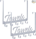 2 Pack Over The Door Hooks, Towel Rack for Bathroom Towel Holder for Hanging Heavy Duty,Over Door Hanger with 10 Coat Hooks for Bedroom Bathroom Kitchen, Silver