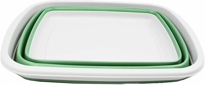 SAMMART 10L (2.6 Gallons) Collapsible Tub - Foldable Dish Tub - Portable Washing Basin - Space Saving Plastic Washtub (Grey/Dark Sea Green, 1)