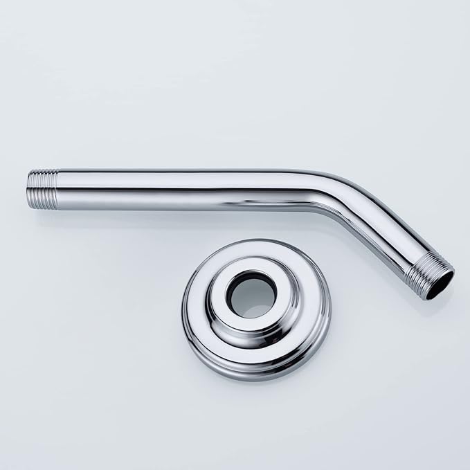 9 Inch Angled Shower Arm with Flange,Wall-Mounted Heavy Duty Stainless Steel, Shower Head Extension Extender Pipe Arm, For Fixed Bathroom Shower Head,Chrome