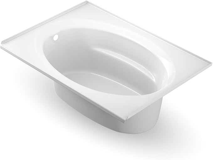 Jacuzzi SIGNATURE Acrylic Drop-In Bathtub, Soaking Sanctuary, Slip Resistant, Left Drain Placement, 72" (L) x 42" (W), Oval In Rectangle, 3-Tile Flange, White