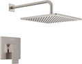 Lava Odoro 12-inch Modern Square Shower Faucet Set Brushed Nickel, Shower Trim Kit with Rough-in Valve High Pressure Rainfall Shower Head and Handle Set (Valve Included), SF106-BN