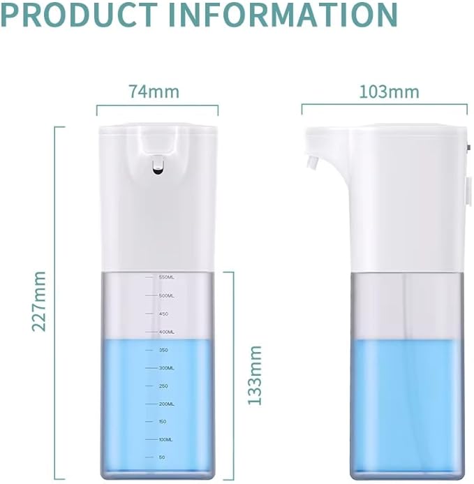 Automatic Liquid Soap Dispenser,Touchless Soap Dispenser 4-Level Adjustable Electric,Auto Bathroom Kitchen Hand Soap Dispenser,18.6oz/550ml,Wall Mounted,Rechargeable