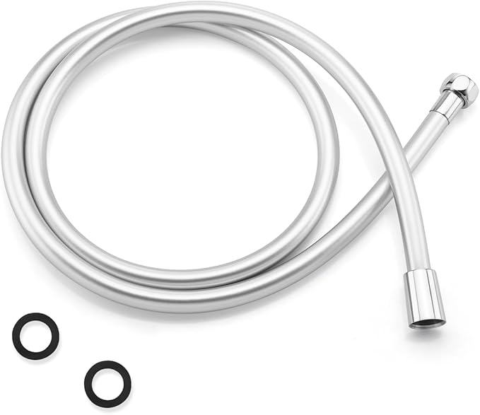 PVC Shower Hose 59 Inches Shower Hose Extra Long Used In Showerheads Spray Bidet Bathing Toilet Cleaning Pet Flexible Showerhead Hoses Replacement Chorme Showerhose For Rv Bidet Hoses(Silver, 59 In)