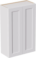 27 Inch Laundry Room Cabinets Wall Mounted, Solid Wood Over The Toilet Storage Cabinet, Bathroom Organizer Cabinets with 2 Shaker Door & 3 Shelves, Easy to Assemble for Kitchen, Garage - White