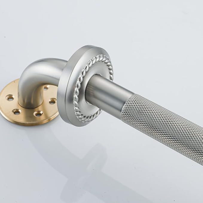 Anti Slip Shower Grab Bar, 24-Inch Toilet Textured Sturdy Hand Rail, Stylish Bathroom Armrest, Brushed Nickel Finish, Multi Function Assist Handle