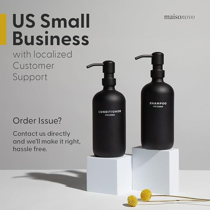 MaisoNovo Soap Dispenser 1-Piece Set | 16.9oz White Bottles with Black Stainless Steel Pump