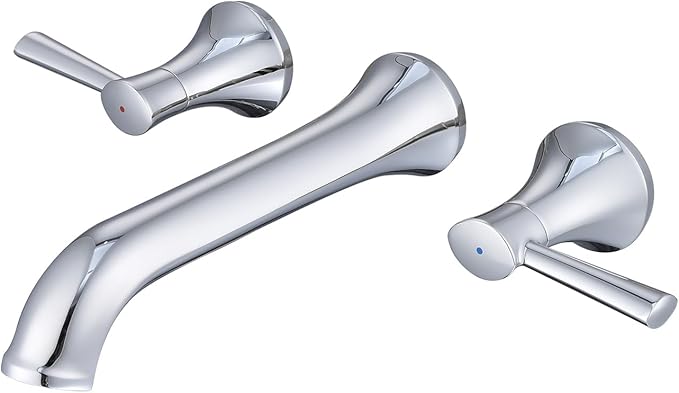 Wall Mount Tub Filler Brass Tub Faucet Chrome Bathroom Bathtub Faucets with 2 Handles