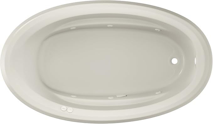 Jacuzzi SIGNATURE Acrylic Drop-In Bathtub, Heated Jet Massage Tub, Slip Resistant, Right Drain Placement, 71" (L) x 41" (W), Oval, Oyster