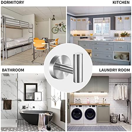 Vuzvuv 2-Pack Silver Brushed Nickel Towel Hooks, SUS304 Stainless Steel Waterproof Coat Robe Holder, Heavy Duty Wall-Mounted Hooks for Bathroom, Kitchen, Hotel (Drilling)