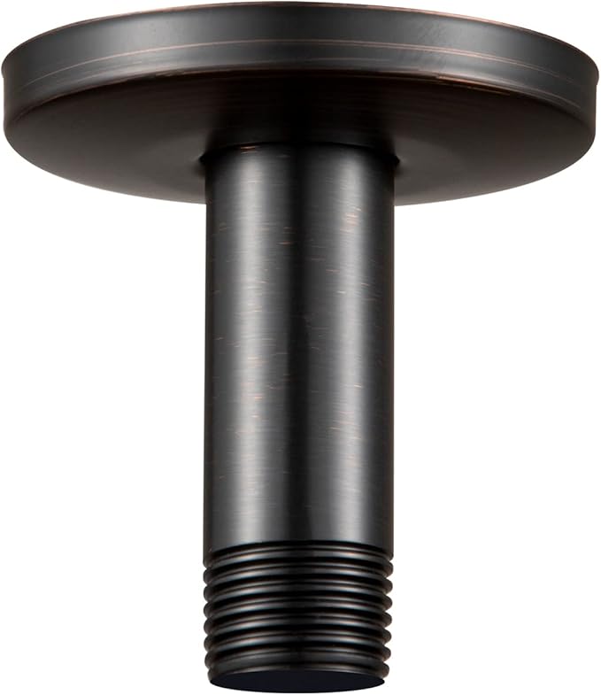 OFFO Shower Arm with Flange, 3 in Oil Rubbed Bronze Ceiling Mount Replacement Rain Shower Head Straight Arm Ceiling-Mounted For Fixed Shower Head & High Pressure Rain