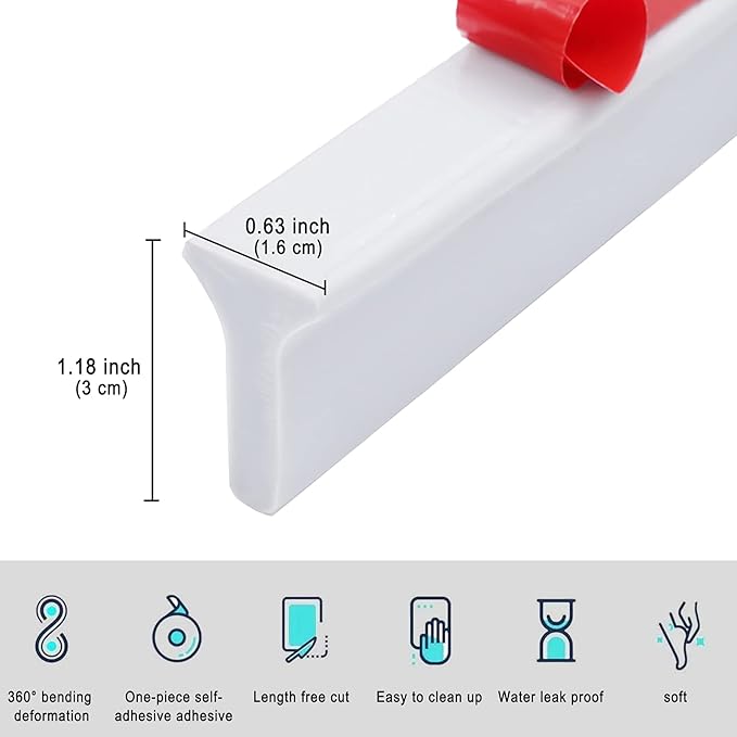 Collapsible Shower Water Guard Water Splash Guard Water Dam Barrier Shower Threshold for Shower Stall, Stay Dry Retainer for Wet and Dry Separation for Bathroom (39") …