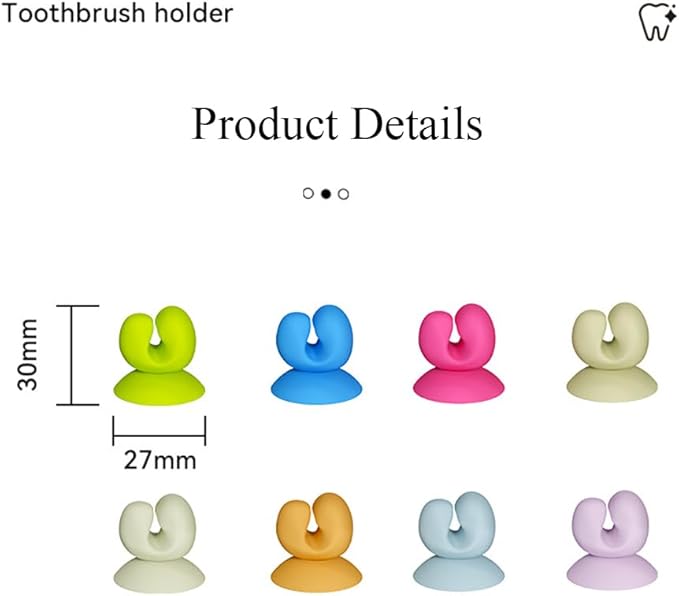 Wall Mounted Toothbrush Holder with Suction Cup, 10PCS Colorful Bathroom Organizer Storage Rack for Kids, 30mm x 27mm(Random Color)