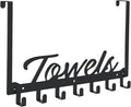 Over The Door Hooks - Heavy Duty Towel Rack with 7 Coat Hooks for Bedroom Bathroom Pool Kitchen