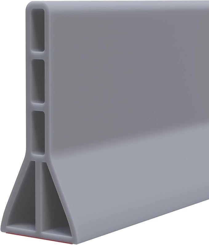 Raycity 3" High Shower Threshold Water Dam 118 IN Collapsible Shower Water Splash Guard for Curbless Shower Threshold Barrier Water Stopper for Wet and Dry Separation Bathroom and Kitchen (Grey)