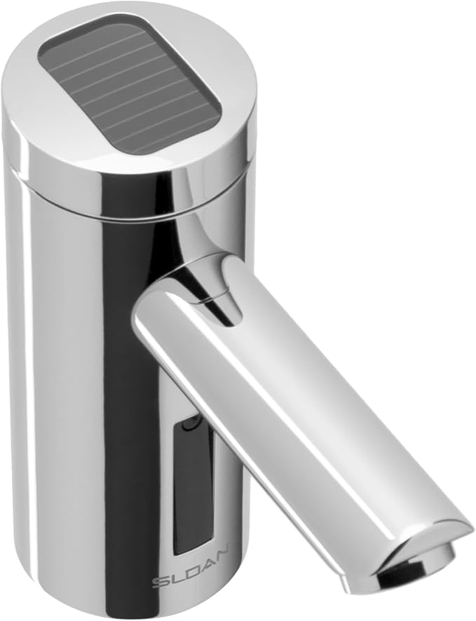 Sloan Optima EAF-275 Sensor Activated Solar Touch-Free, Commercial Grade with Mounting Hardware - 0.5GPM Solar Powered, Deck-Mounted Mid Body, Polished Chrome Finish, 3335017