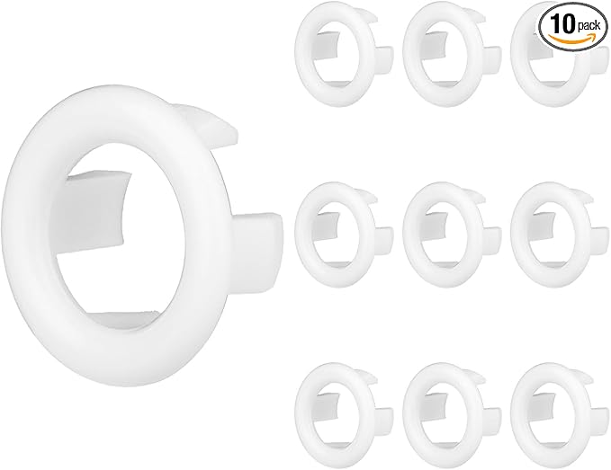 10pcs Chrome Sink Overflow Ring, Bathroom Sink Overflow Trim Ring Hole Cover Insert Cap for Basin Vanity & Ceramic Sinks Easy Tool-Free Installation