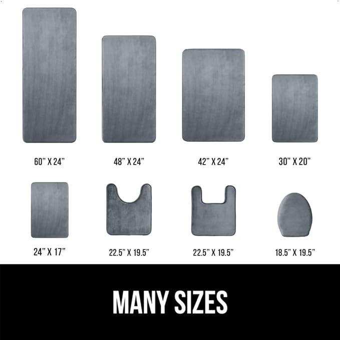 GORILLA GRIP Memory Foam Bath Rugs, Soft Absorbent Velvet Bathroom Mats, Durable Dots on Underside, Machine Washable Bathmat, Carpet Rug Room Decor for Shower Floor, 48x24 Mat, Graphite Gray