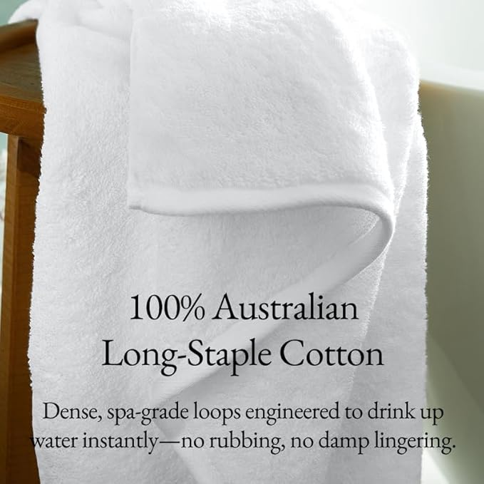 Italic Ultraplush 100% Australian Cotton Towels - Set of 2 Luxury Bath Towels, Quick Dry Plush and Absorbent, Heavy Duty Large Bath Towels, 800GSM Towels for Bathroom & Spa (White)