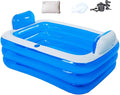 Double Inflatable Bathtub with Electric Air Pump and Bath Pillow Headrest, Portable Blow Up Bath Tub for Adults, Outdoor & Indoor Freestanding Foldable Spa Tub with Drainage Cup Holder