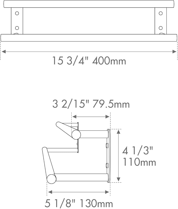 BAGNOLUX Double Towel Bar, SUS304 Towel Racks for Bathroom Wall Mounted 2-Tiers Ladder Towel Rails, Space Saving Bathroom Towel Holder Shelves Rack, Long Towel Hanger (16“-Round-Matte Black)