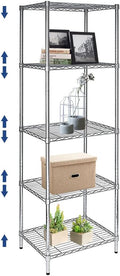 5 Tier Wire Shelving Unit, Height Adjustable Wire Shelves with NSF Certified, Narrow Metal Storage Rack Shelf Unit for Kitchen, Laundry, Bathroom, Pantry, Closet (18"D x 21.5"W x 71"H, Chrome)
