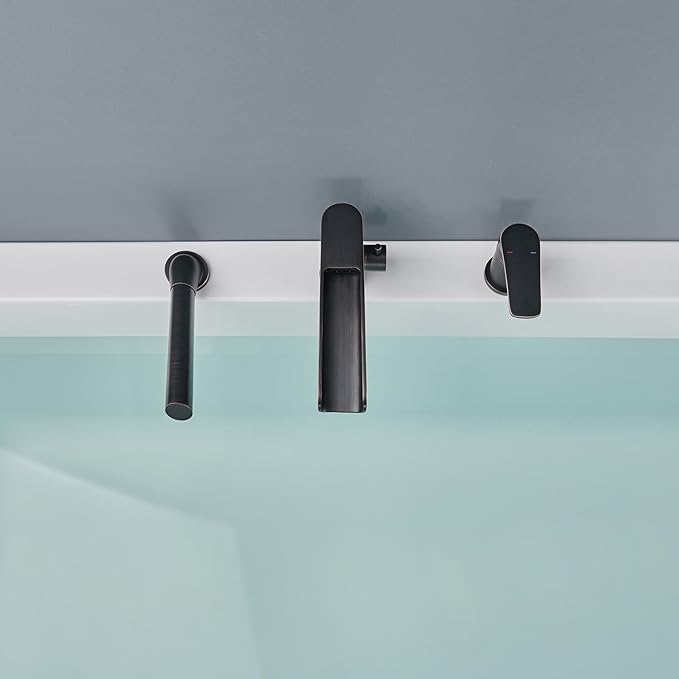 Waterfall Roman Tub Faucet Oil Rubbed Bronze Deck Mount Bathtub Faucets Brass Tub Filler Bathroom Faucets with Hand Shower