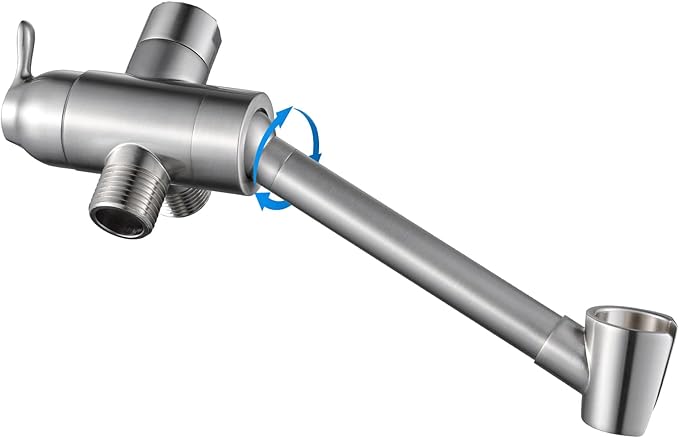 All Metal Shower Diverter Valve with Handshower Holder, YDmeet Upgraded 3 Way Shower Head Diverter for Handheld and Fixed Rain Showerhead, Universal G1/2 shower Diverter Bathroom Part, Brushed Nickel